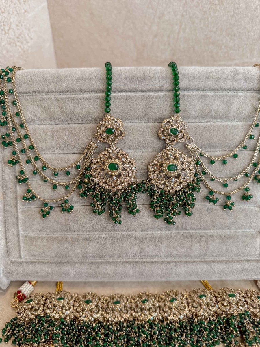 Asha Green Zircon Bridal Jewellery Set - SOKORA JEWELSAsha Green Zircon Bridal Jewellery Set