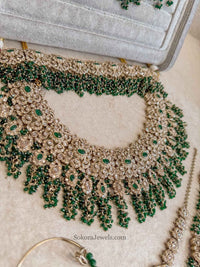 Asha Green Zircon Bridal Jewellery Set - SOKORA JEWELSAsha Green Zircon Bridal Jewellery Set