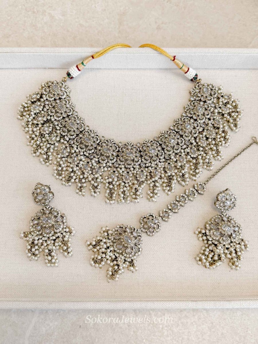 Asha Pearl Bridal Jewellery Set - SOKORA JEWELSAsha Pearl Bridal Jewellery Set