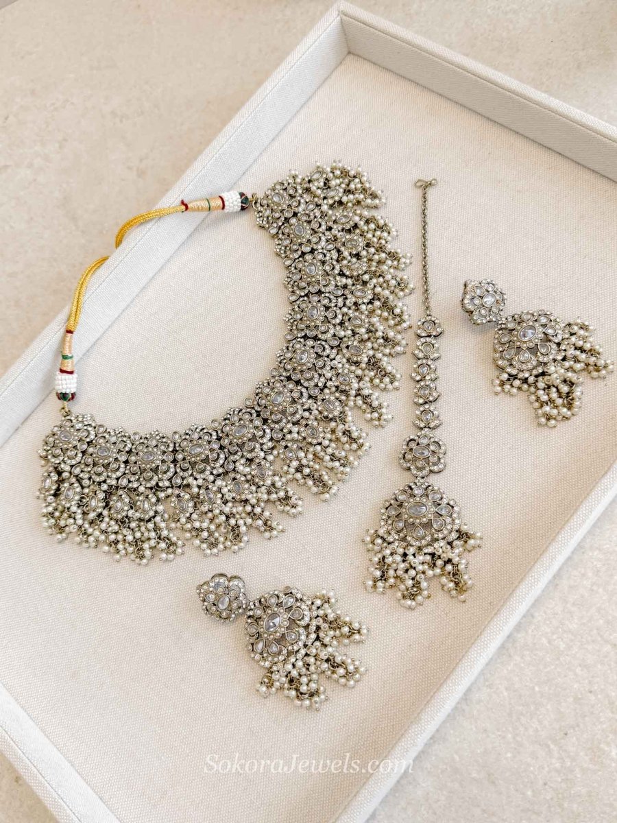 Asha Pearl Bridal Jewellery Set - SOKORA JEWELSAsha Pearl Bridal Jewellery Set