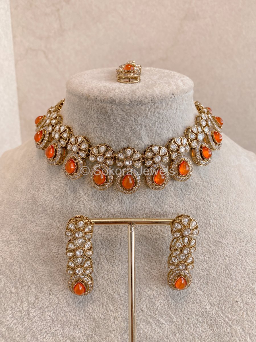 Ashleen Faux Kundan Set - 15 Colours - SOKORA JEWELSAshleen Faux Kundan Set - 15 ColoursNECKLACE SETS