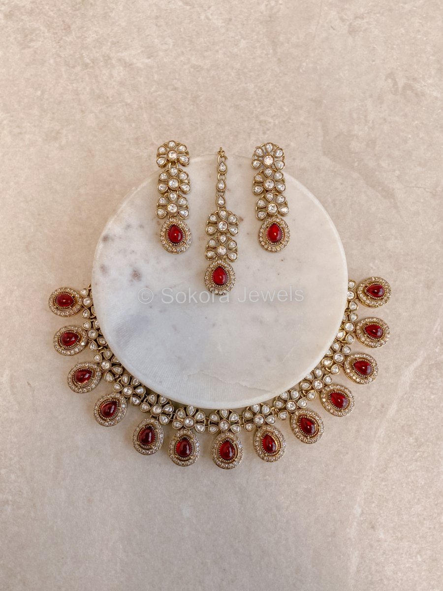 Ashleen Faux Kundan Set - 15 Colours - SOKORA JEWELSAshleen Faux Kundan Set - 15 ColoursNECKLACE SETS