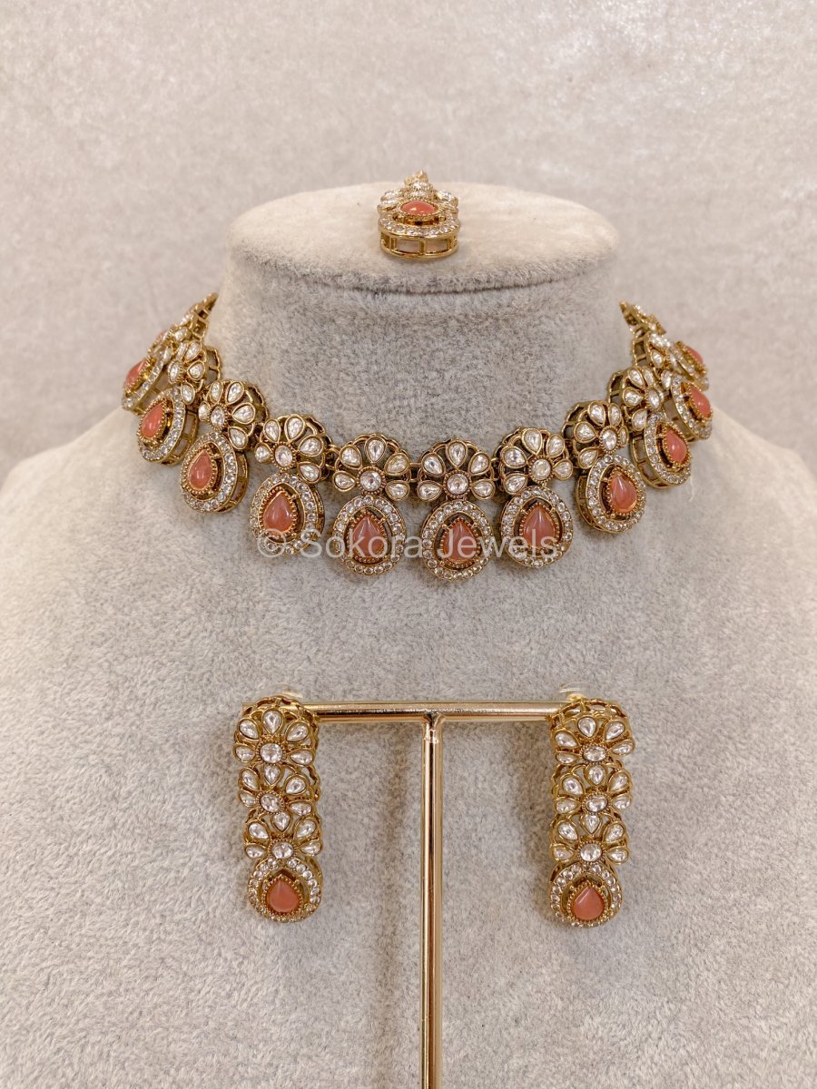 Ashleen Faux Kundan Set - 15 Colours - SOKORA JEWELSAshleen Faux Kundan Set - 15 ColoursNECKLACE SETS