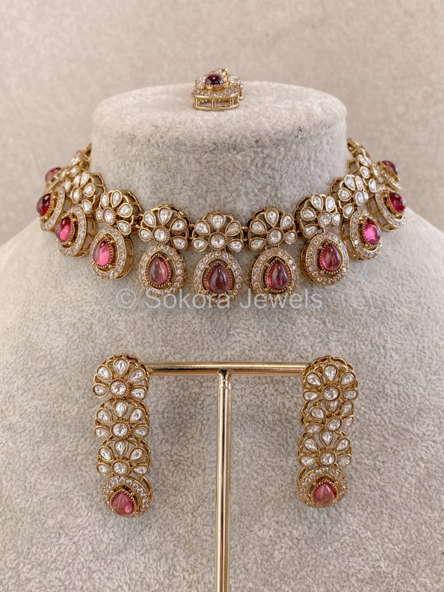 Ashleen Faux Kundan Set - 15 Colours - SOKORA JEWELSAshleen Faux Kundan Set - 15 ColoursNECKLACE SETS