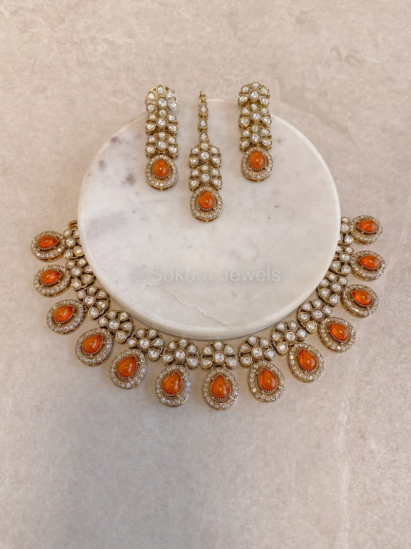 Ashleen Faux Kundan Set - 15 Colours - SOKORA JEWELSAshleen Faux Kundan Set - 15 ColoursNECKLACE SETS