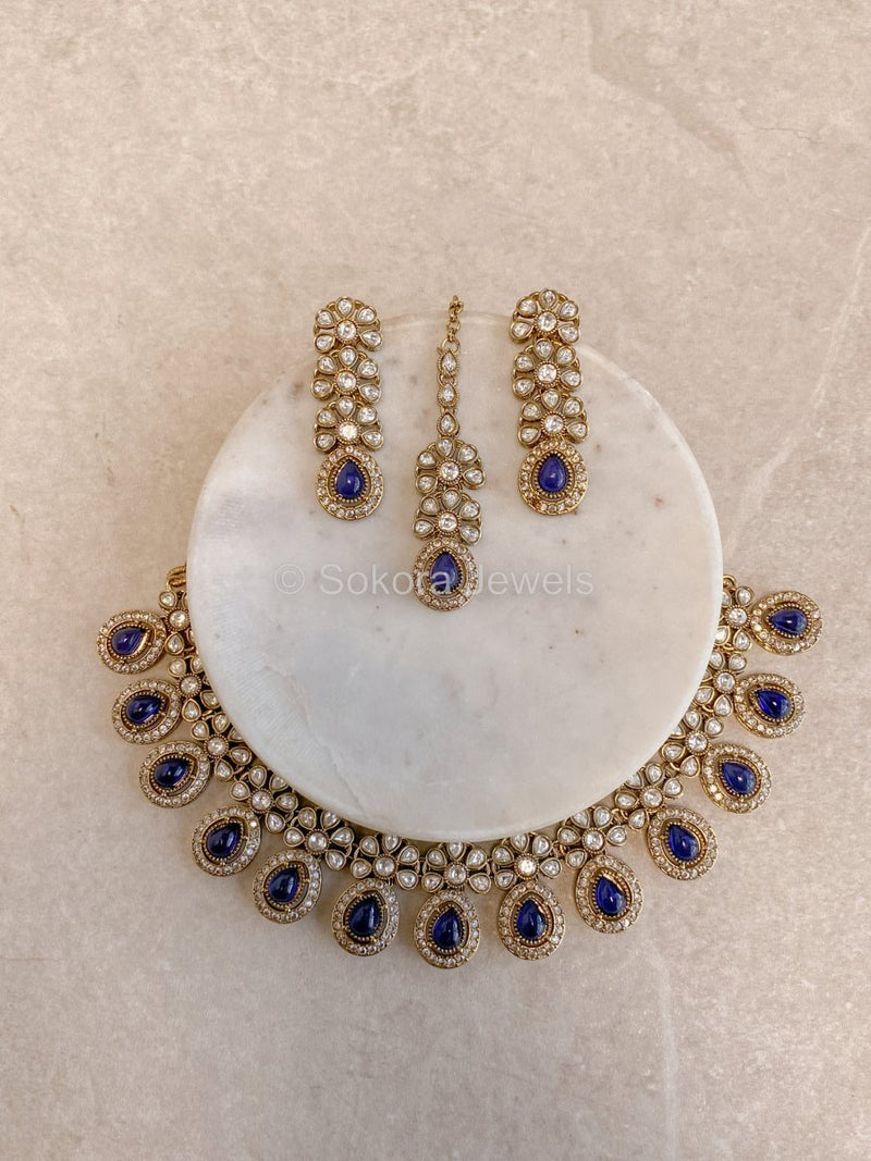 Ashleen Faux Kundan Set - 15 Colours - SOKORA JEWELSAshleen Faux Kundan Set - 15 ColoursNECKLACE SETS