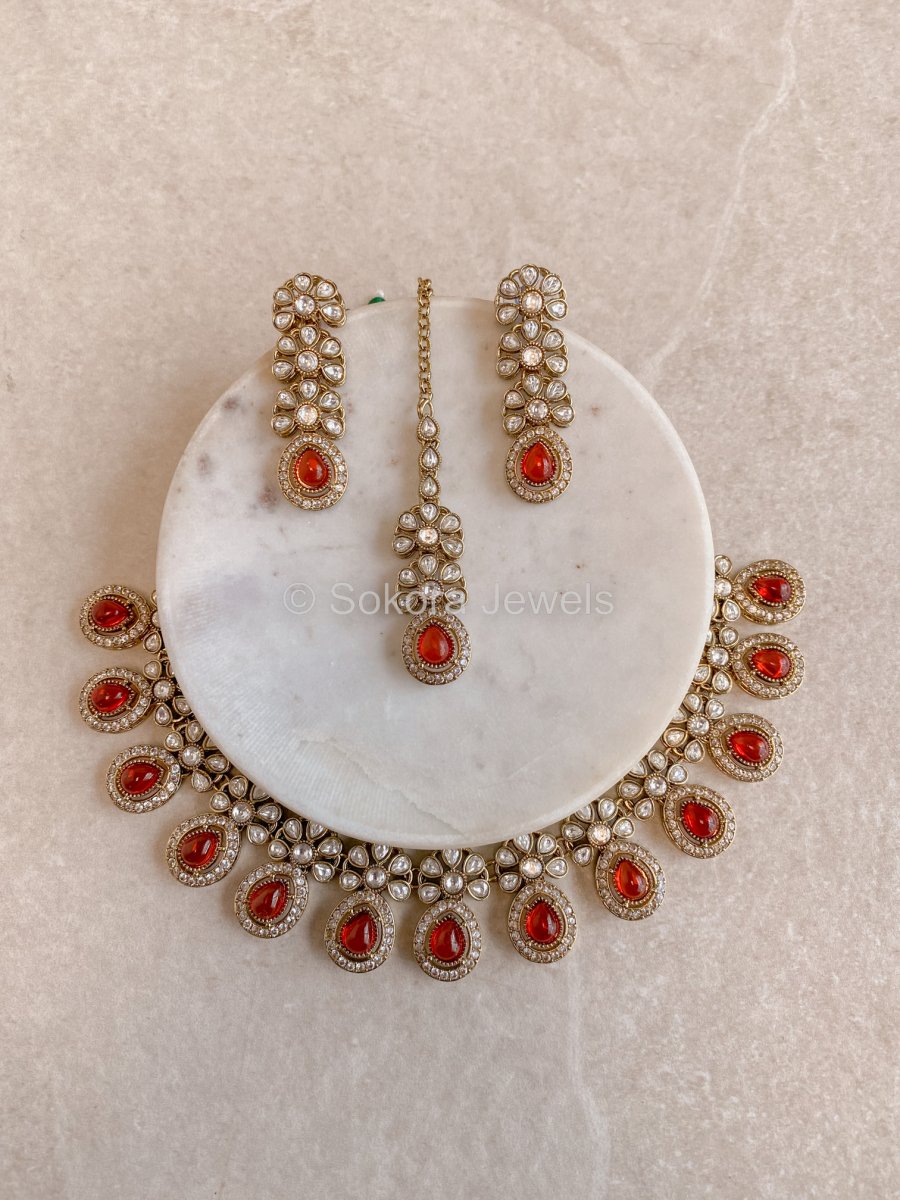 Ashleen Faux Kundan Set - 15 Colours - SOKORA JEWELSAshleen Faux Kundan Set - 15 ColoursNECKLACE SETS