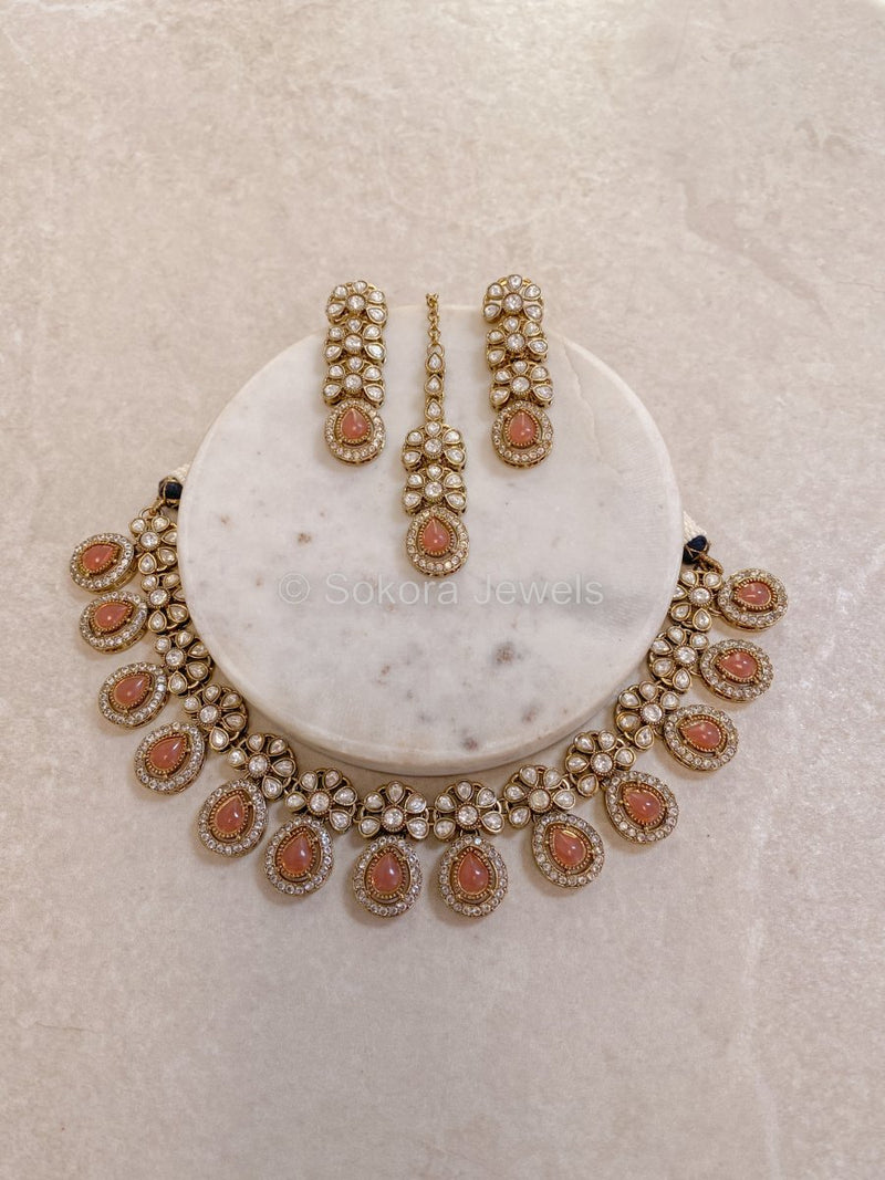 Ashleen Faux Kundan Set - 15 Colours - SOKORA JEWELSAshleen Faux Kundan Set - 15 ColoursNECKLACE SETS