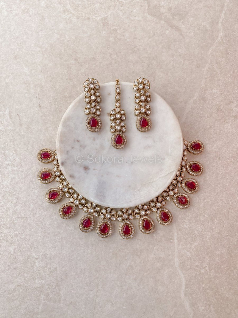 Ashleen Faux Kundan Set - 15 Colours - SOKORA JEWELSAshleen Faux Kundan Set - 15 ColoursNECKLACE SETS