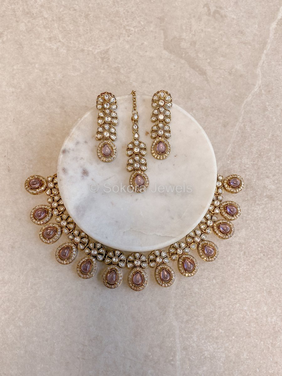 Ashleen Faux Kundan Set - 15 Colours - SOKORA JEWELSAshleen Faux Kundan Set - 15 ColoursNECKLACE SETS