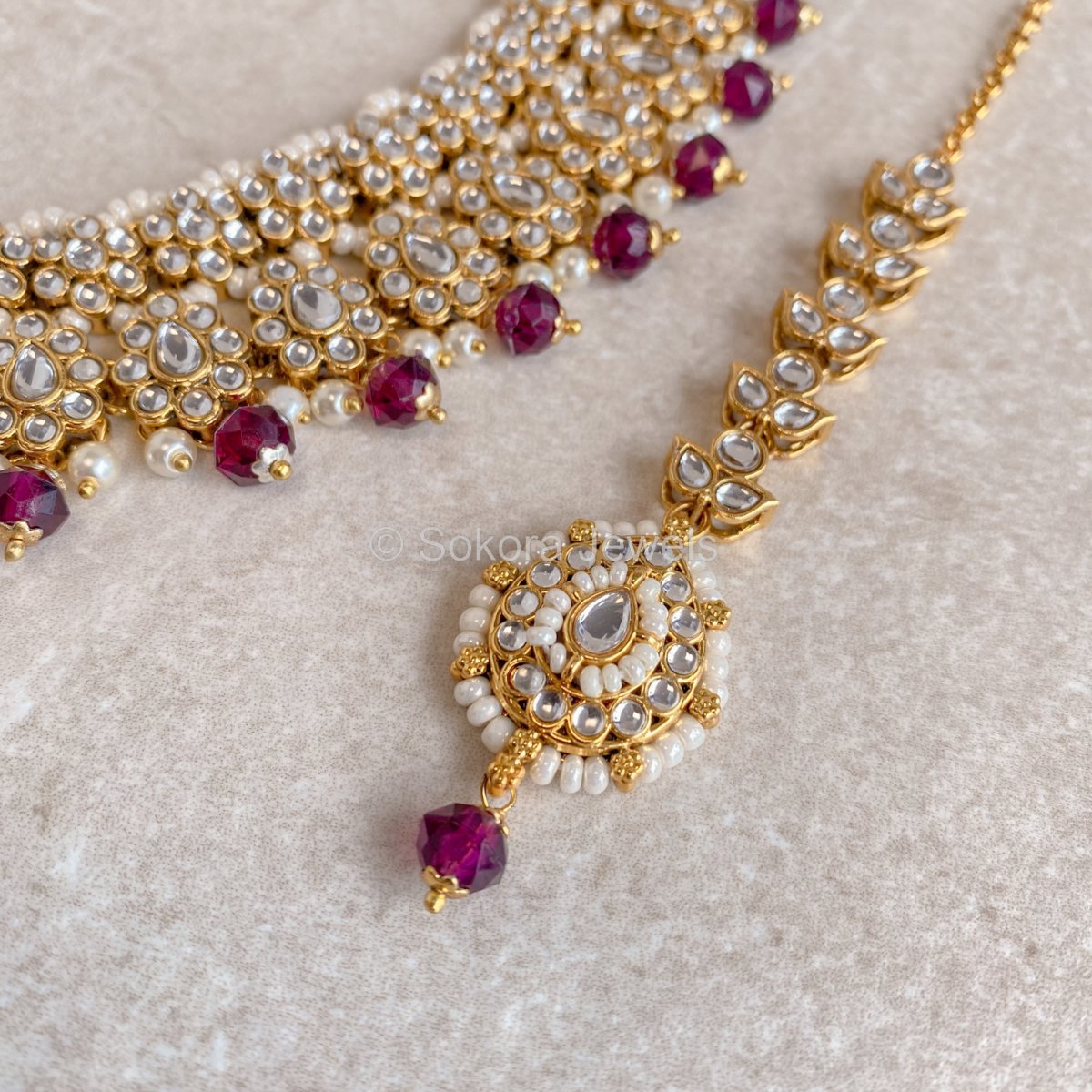 Asmita Faux Kundan Set - Purple - SOKORA JEWELSAsmita Faux Kundan Set - PurpleNECKLACE SETS