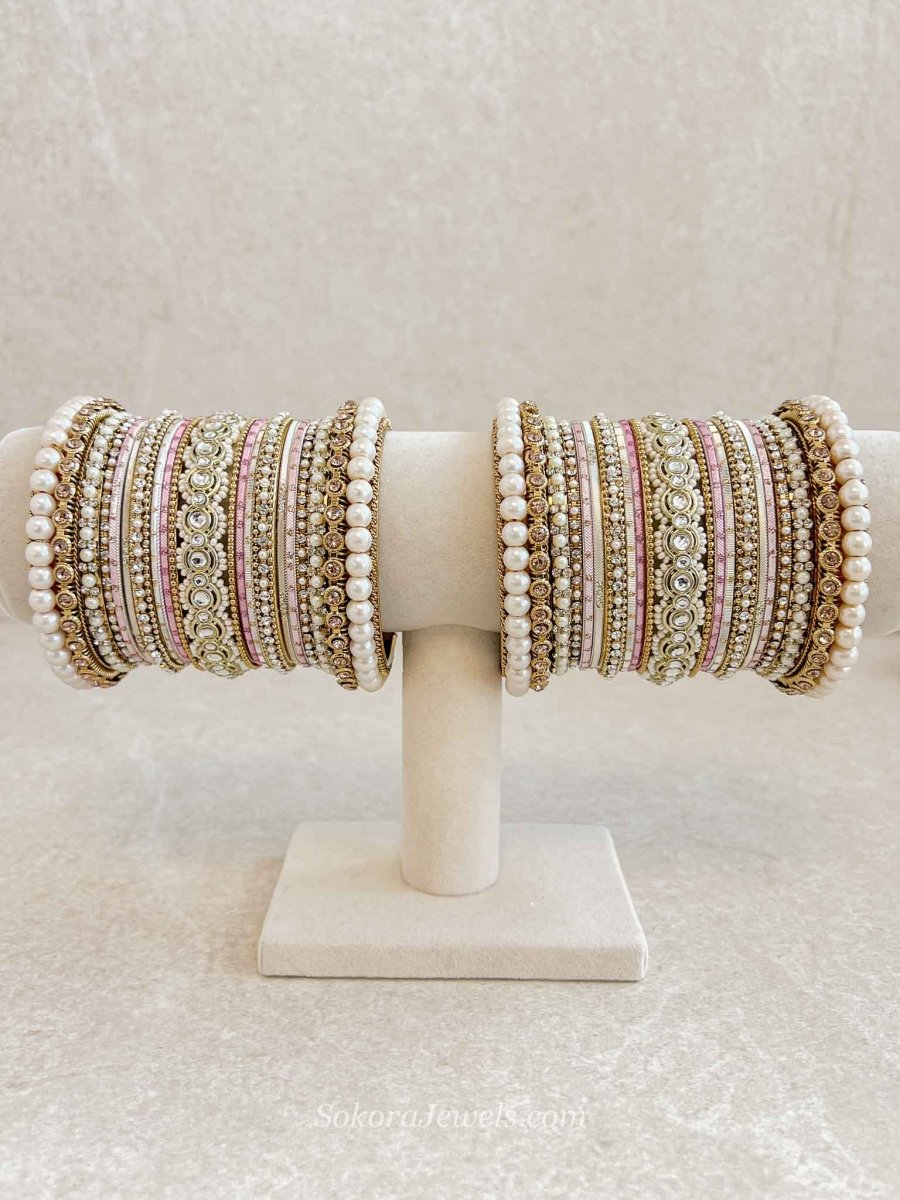 Asmita Pink Bangle set - SOKORA JEWELSAsmita Pink Bangle setBANGLES