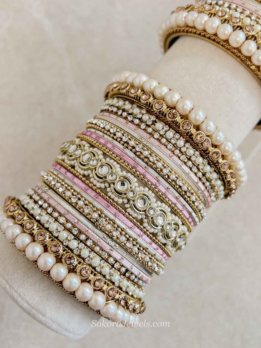 Asmita Pink Bangle set - SOKORA JEWELSAsmita Pink Bangle setBANGLES