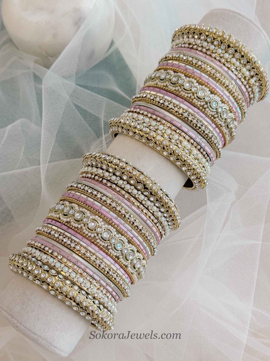 Asmita Pink Bangle set - SOKORA JEWELSAsmita Pink Bangle setBANGLES