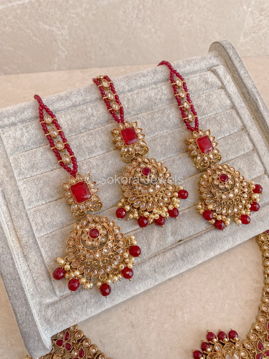 Astelle Bridal Necklace Set - Ruby - SOKORA JEWELSAstelle Bridal Necklace Set - Ruby