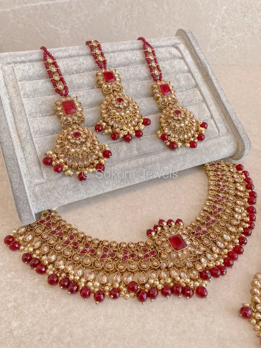 Astelle Bridal Necklace Set - Ruby - SOKORA JEWELSAstelle Bridal Necklace Set - Ruby