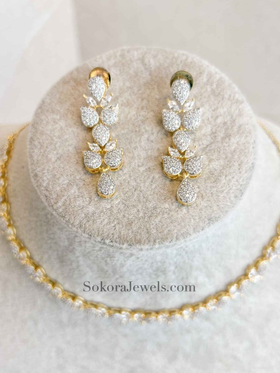 Ayesha American Diamond Necklace set - SOKORA JEWELSAyesha American Diamond Necklace setNECKLACE SETS