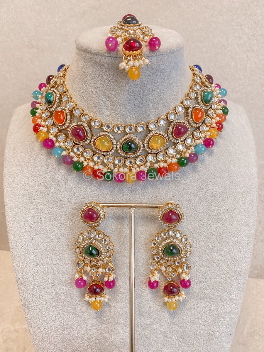 Bally Faux Kundan Set in 13 Colours - SOKORA JEWELSBally Faux Kundan Set in 13 ColoursNECKLACE SETS