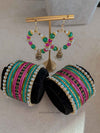 Bangle & Jhumka Earring Box Set - Pink & Teal - SOKORA JEWELSBangle & Jhumka Earring Box Set - Pink & TealBANGLES