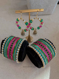 Bangle & Jhumka Earring Box Set - Pink & Teal - SOKORA JEWELSBangle & Jhumka Earring Box Set - Pink & TealBANGLES