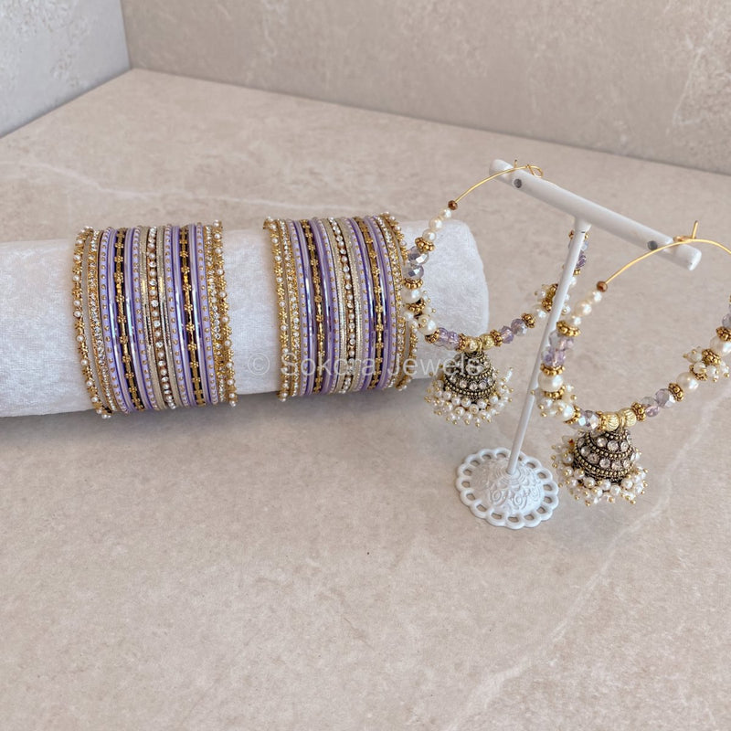 Bangle & Jhumka set - Lilac Shimmer - SOKORA JEWELSBangle & Jhumka set - Lilac ShimmerBANGLES