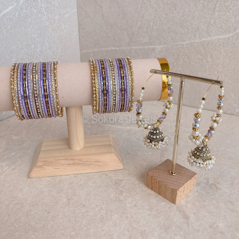 Bangle & Jhumka set - Lilac Shimmer - SOKORA JEWELSBangle & Jhumka set - Lilac ShimmerBANGLES