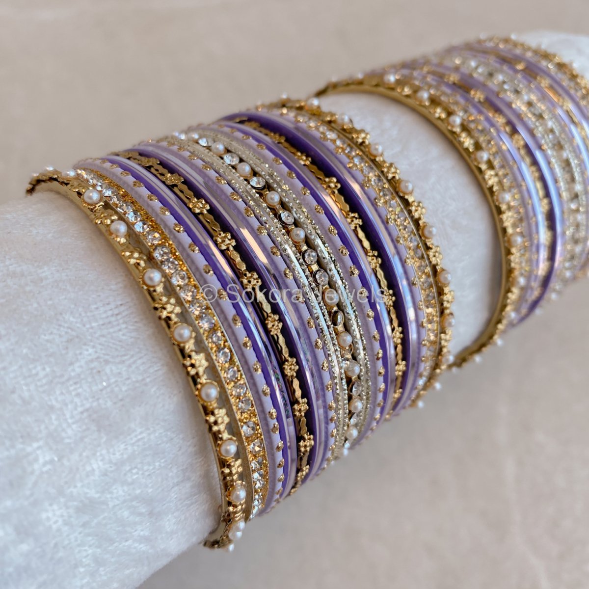 Bangle & Jhumka set - Lilac Shimmer - SOKORA JEWELSBangle & Jhumka set - Lilac ShimmerBANGLES