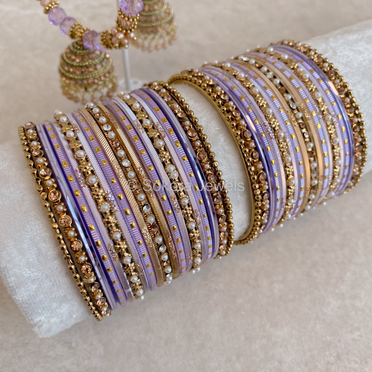 Bangle & Jhumka set - Purple Shimmer - SOKORA JEWELSBangle & Jhumka set - Purple ShimmerBANGLES