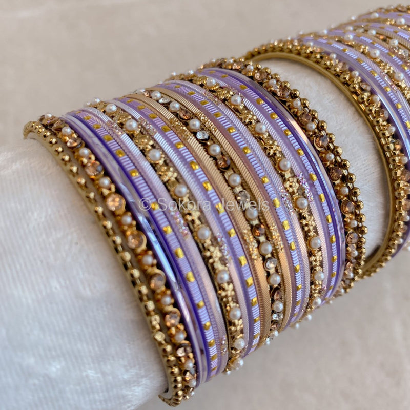 Bangle & Jhumka set - Purple Shimmer - SOKORA JEWELSBangle & Jhumka set - Purple ShimmerBANGLES