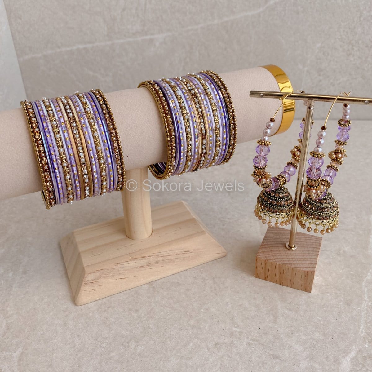 Bangles & Jhumka Earrings Box Set - Purple Shimmer