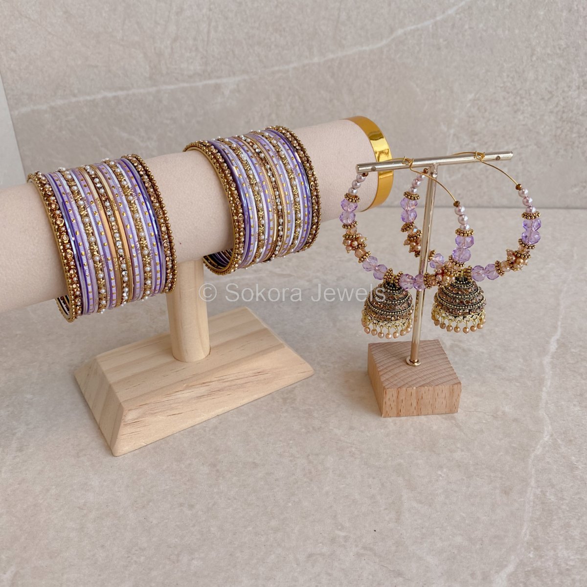 Bangle & Jhumka set - Purple Shimmer - SOKORA JEWELSBangle & Jhumka set - Purple ShimmerBANGLES