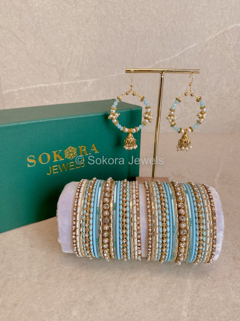 Bangles & Earring set - Blue - SOKORA JEWELSBangles & Earring set - BlueBANGLES