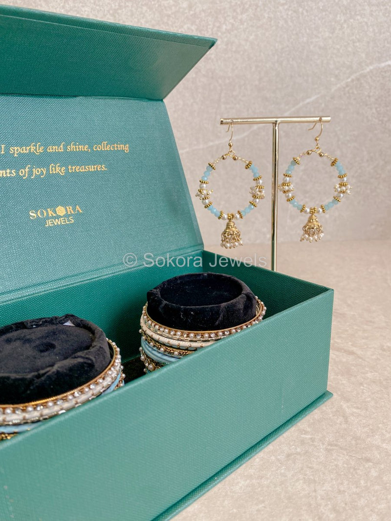 Bangles & Earring set - Blue - SOKORA JEWELSBangles & Earring set - BlueBANGLES