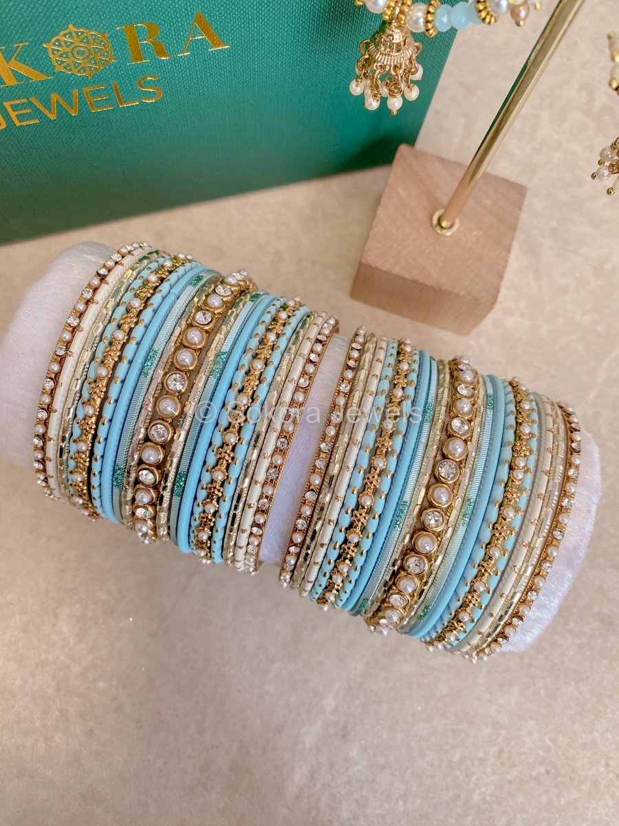 Bangles & Earring set - Blue - SOKORA JEWELSBangles & Earring set - BlueBANGLES