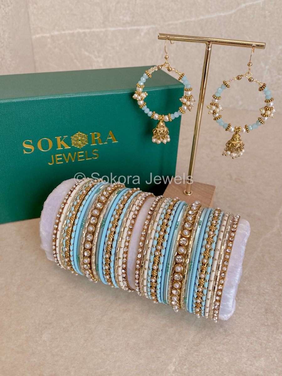 Bangles & Earring set - Blue - SOKORA JEWELSBangles & Earring set - BlueBANGLES