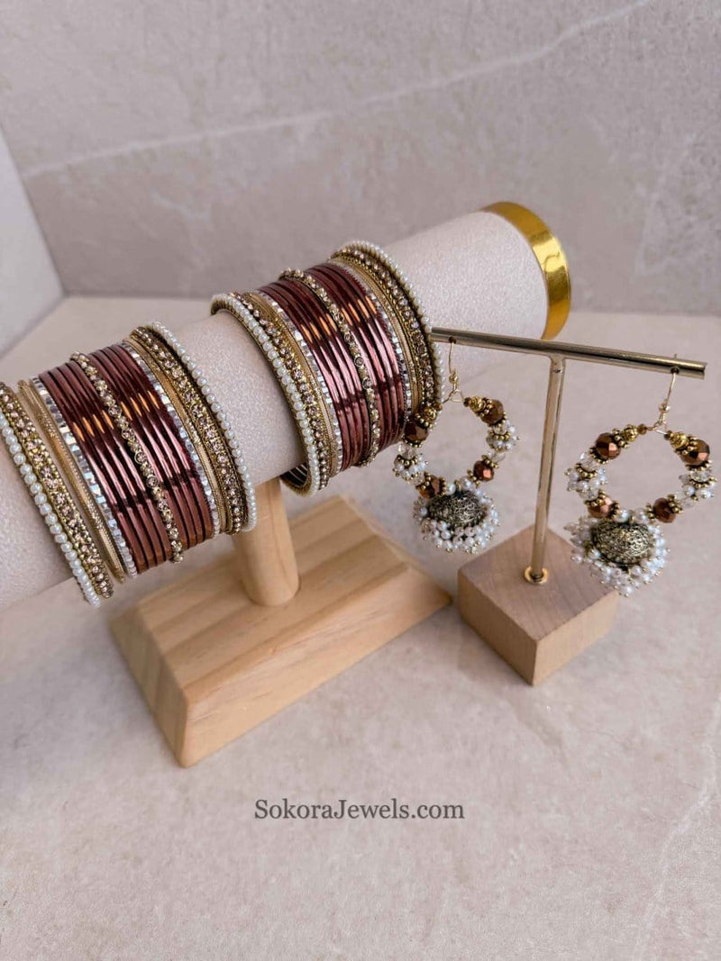 Bangles & Earring set - Copper Brown - SOKORA JEWELSBangles & Earring set - Copper BrownBANGLES
