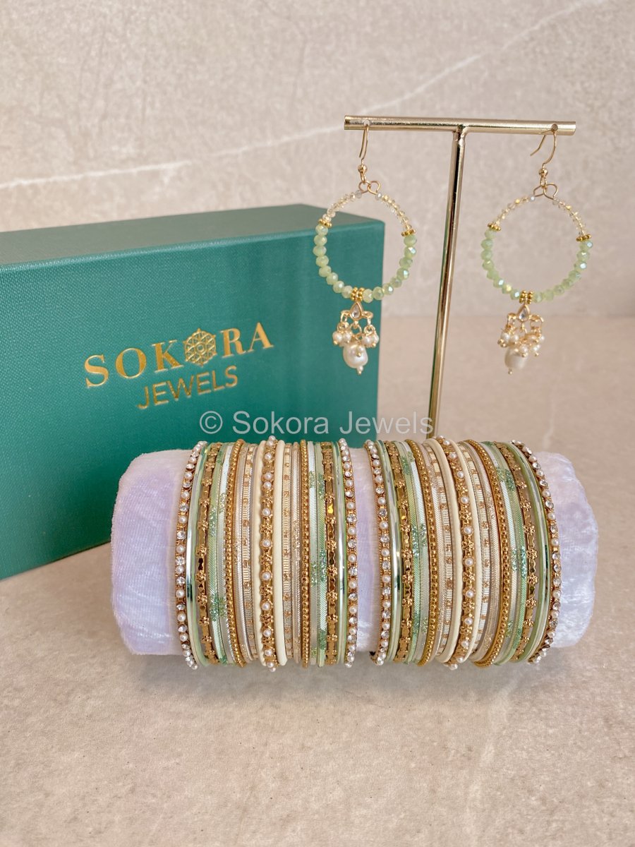 Bangles & Earring set - Mint - SOKORA JEWELSBangles & Earring set - MintBANGLES