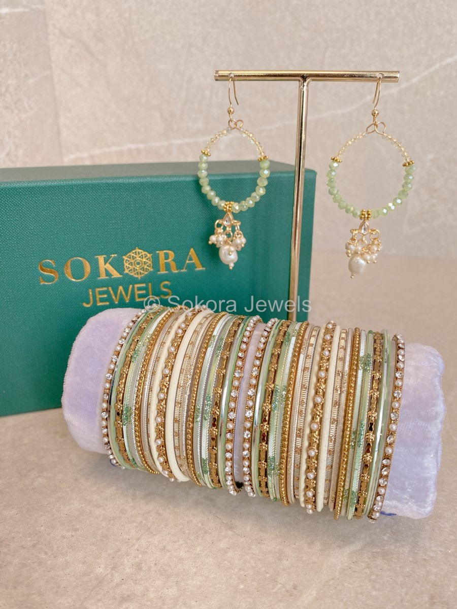 Bangles & Earring set - Mint - SOKORA JEWELSBangles & Earring set - MintBANGLES