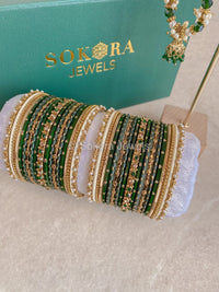 Bangles & Jhumka set - Green - SOKORA JEWELSBangles & Jhumka set - GreenBANGLES