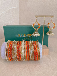 Bangles & Jhumka set - Orange - SOKORA JEWELSBangles & Jhumka set - OrangeBANGLES