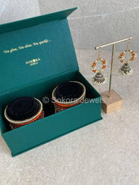 Bangles & Jhumka set - Orange - SOKORA JEWELSBangles & Jhumka set - OrangeBANGLES