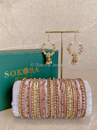 Bangles & Jhumka set - Pale Pink - SOKORA JEWELSBangles & Jhumka set - Pale PinkBANGLES