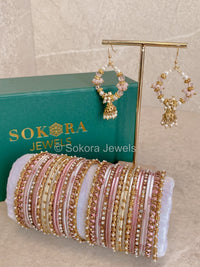 Bangles & Jhumka set - Pale Pink - SOKORA JEWELSBangles & Jhumka set - Pale PinkBANGLES