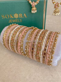 Bangles & Jhumka set - Peach - SOKORA JEWELSBangles & Jhumka set - PeachBANGLES