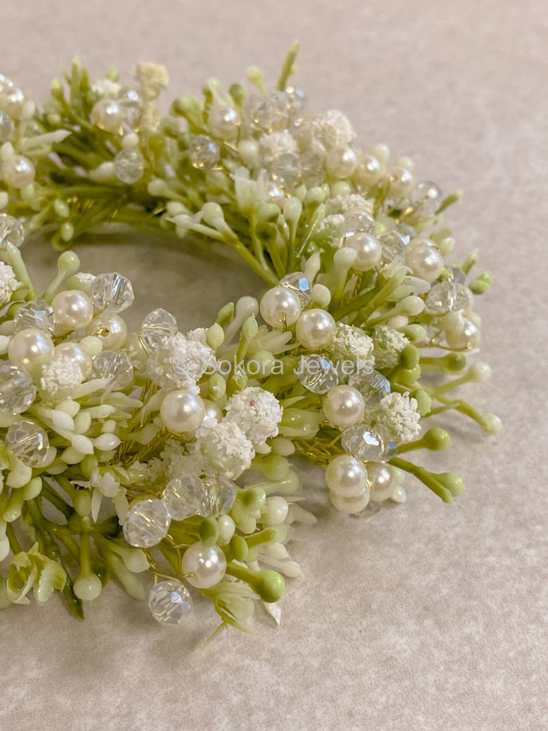 Bead Detail Foliage Hair Bun Accessory - SOKORA JEWELSBead Detail Foliage Hair Bun Accessory