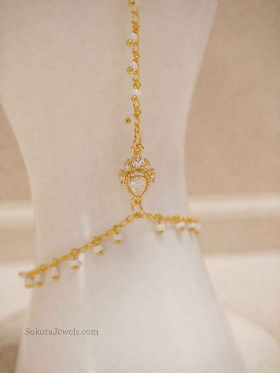 Beaded Crystal Charm Hand Harness - SOKORA JEWELSBeaded Crystal Charm Hand Harness