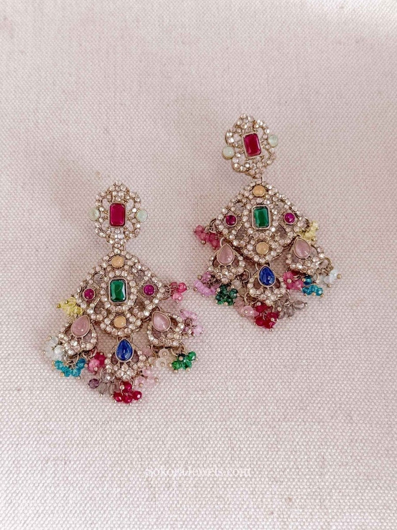 Beaded Crystal Drop Earrings - SOKORA JEWELSBeaded Crystal Drop Earrings