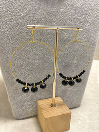Beaded Midi Mala and Earring Hoops Set - Black - SOKORA JEWELSBeaded Midi Mala and Earring Hoops Set - BlackNECKLACE SETS