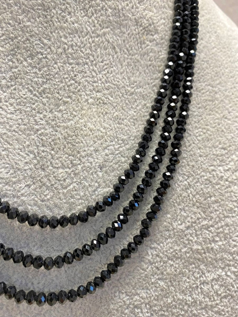 Beaded Midi Mala and Earring Hoops Set - Black - SOKORA JEWELSBeaded Midi Mala and Earring Hoops Set - BlackNECKLACE SETS