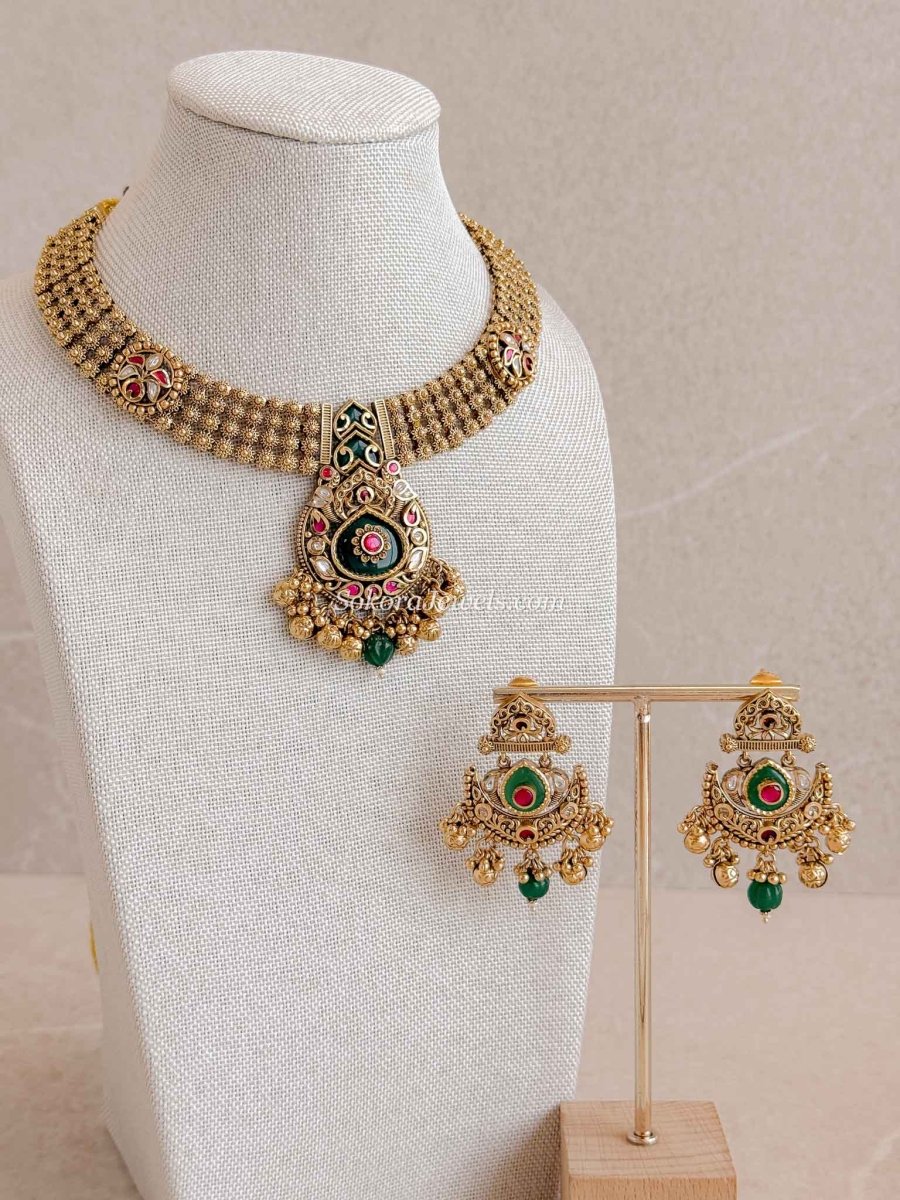 Bhumi Heritage Necklace Set – Ruby, Emerald & Kundan - SOKORA JEWELSBhumi Heritage Necklace Set – Ruby, Emerald & Kundan